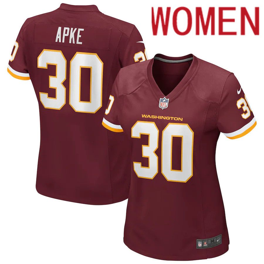 Women Washington Redskins 30 Troy Apke Nike Burgundy Game Player NFL Jersey